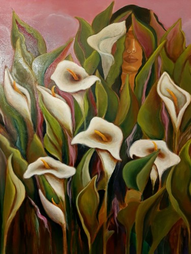 Painting titled "Escondite" by Andrea Gedl, Original Artwork, Oil