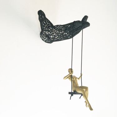 「FREEDOM (black/gold)」というタイトルの彫刻 Andrea Giorgiによって, オリジナルのアートワーク, プラスチック