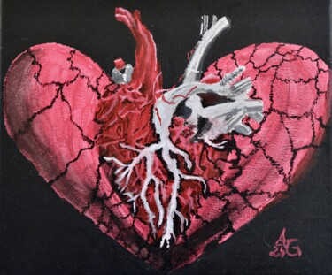 Peinture intitulée "My broken heart" par Andrea Gruber, Œuvre d'art originale, Acrylique