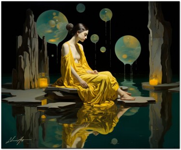 Digital Arts titled "Eterea Meditazione" by Andrea La Martina (NEXA ART), Original Artwork, Digital Collage Mounted on Wood…