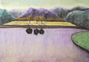 Peinture intitulée "LANDSCAPE 15" par Andrea Vandoni, Œuvre d'art originale, Pastel Monté sur Carton
