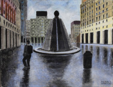 Drawing titled "Milan - Italy" by Andrea Vandoni, Original Artwork, Pastel Mounted on Wood Panel