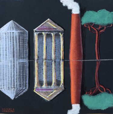 Zeichnungen mit dem Titel "Italic Landscape - 4" von Andrea Vandoni, Original-Kunstwerk, Pastell