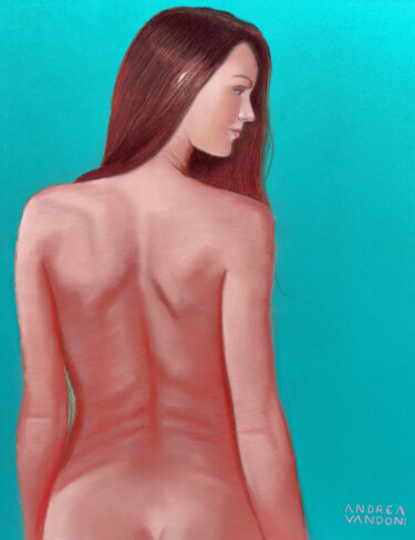 Tekening getiteld "NUDE OF WOMAN" door Andrea Vandoni, Origineel Kunstwerk, Pastel Gemonteerd op Karton