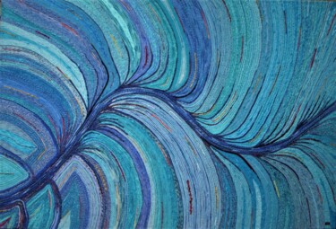 Текстильное искусство под названием "Grand bleu" - Andrée Laffargue, Подлинное произведение искусства, Коллажи