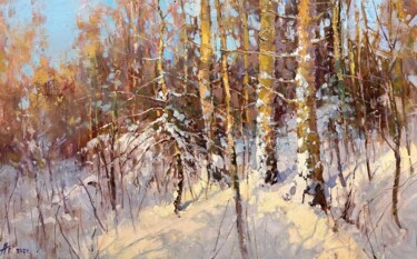 Pintura titulada "Winter Forest" por Andrei Belaichuk, Obra de arte original, Oleo