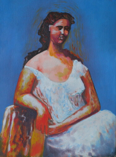 Peinture intitulée ""A Woman sitting in…" par Andrei Klenov, Œuvre d'art originale, Huile