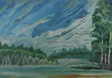 Pintura titulada "Birch grove" por Andrei Klenov, Obra de arte original, Oleo