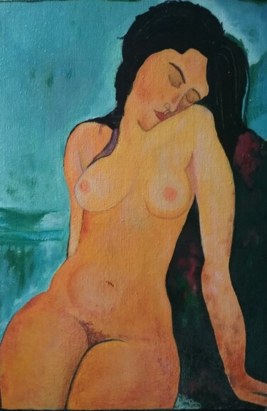 Malerei mit dem Titel "Sitting nude" von Andrei Klenov, Original-Kunstwerk, Öl