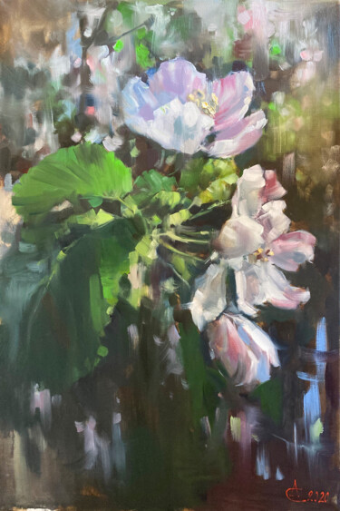 Картина под названием "Flowers" - Andrei Svistunov, Подлинное произведение искусства, Масло