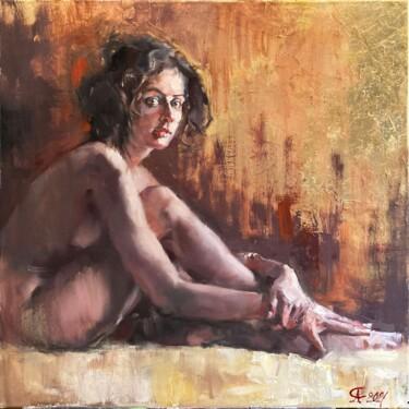 Malerei mit dem Titel "Nude Model against…" von Andrei Svistunov, Original-Kunstwerk, Öl