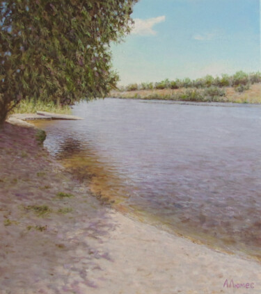Peinture intitulée "У реки" par Andrei Abramov (Andrei Liumes), Œuvre d'art originale, Huile
