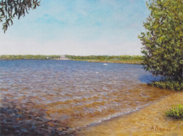 Painting titled "Водохранилище" by Andrei Abramov (Andrei Liumes), Original Artwork, Oil
