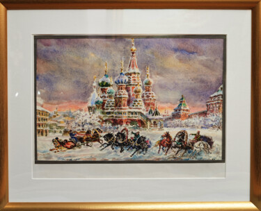 Painting titled "Три Тройки" by Andrei Biriukov, Original Artwork, Watercolor