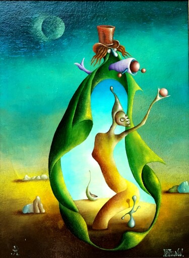 Картина под названием "Cocoon" - Andrej Platounov, Подлинное произведение искусства, Масло Установлен на Деревянная панель