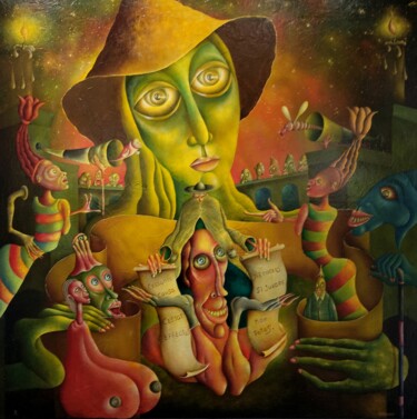 Картина под названием "Scène surréaliste II" - Andrej Platounov, Подлинное произведение искусства, Масло