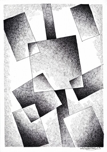 Disegno intitolato "7 прямоугольников" da Andrei Saratov, Opera d'arte originale, Penna gel