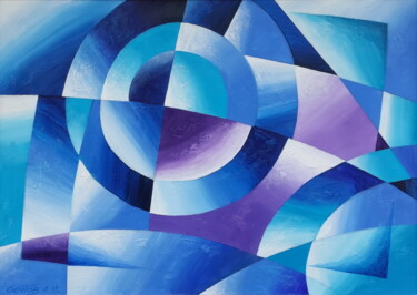 Картина под названием "Композиция в синем" - Андрей Саратов, Подлинное произведение искусства, Масло