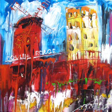 Картина под названием "Moulin Rouge" - Andrejs Bovtovičs, Подлинное произведение искусства, Акрил Установлен на Деревянная р…