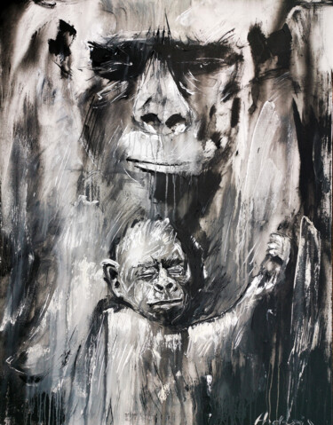 Peinture intitulée "Madonna and child" par Andrejs Bovtovičs, Œuvre d'art originale, Acrylique Monté sur Châssis en bois