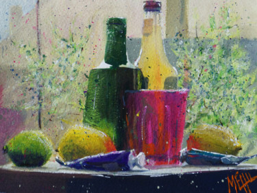 Peinture intitulée "Soda et citrons #1" par André Méhu, Œuvre d'art originale, Gouache