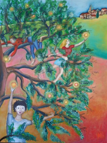 Pintura intitulada "Les fruits d'or" por Andre Rippert, Obras de arte originais, Óleo