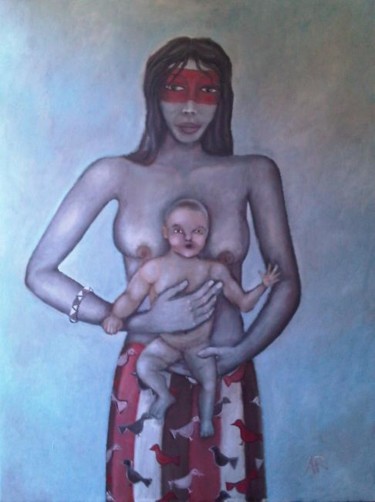 Картина под названием "maternité" - Andre Rippert, Подлинное произведение искусства, Масло