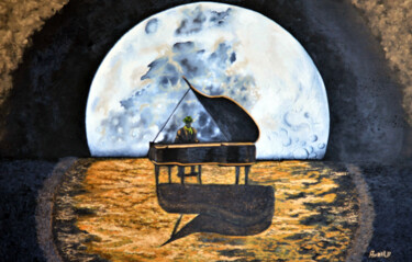 Malerei mit dem Titel "Moonlight Serenade" von Andrew (Ana` Alu) Hollimon, Original-Kunstwerk, Öl