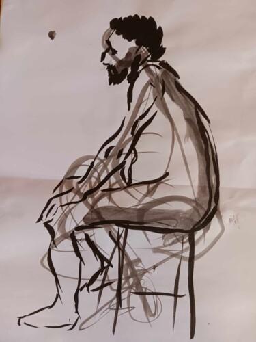 Drawing titled "man sitted in a cha…" by Andrew Gordo (kempai), Original Artwork, Ink