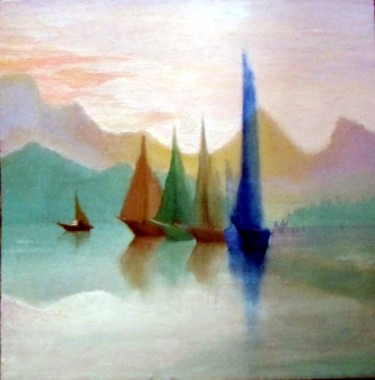 Painting titled "Ships of destiny" by Kay-Painting, Original Artwork, Oil