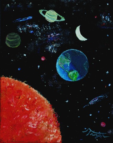 「"Lights in the Sky"…」というタイトルの絵画 Andrew Troyer, Jrによって, オリジナルのアートワーク, オイル ウッドストレッチャーフレームにマウント