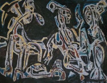 Картина под названием "Dog Park (3,2022)" - Andrew Walaszek, Подлинное произведение искусства, Акрил