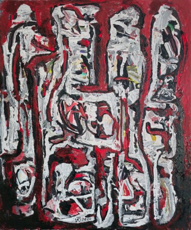 Картина под названием "Corroboree" - Andrew Walaszek, Подлинное произведение искусства, Акрил Установлен на Деревянная рама…