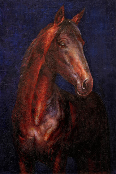 Schilderij getiteld "Fire horse" door Andrey Maysky, Origineel Kunstwerk, Olie