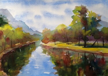 제목이 "Watercolor "Quiet m…"인 미술작품 Andrey Nesterov로, 원작, 수채화