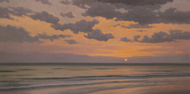 Painting titled "Sunset # 3" by Andrey Pingachev, Original Artwork, Oil Mounted on Cardboard