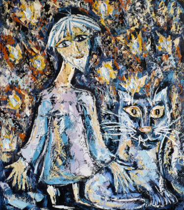 绘画 标题为“Василий и кот не сч…” 由Андрей Сахапов, 原创艺术品, 油 安装在木质担架架上