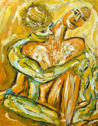 Pittura intitolato "Укус Вампира" da Andrei Sakhapov, Opera d'arte originale, Olio Montato su Telaio per barella in legno