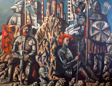 Ζωγραφική με τίτλο "The guards" από Andrey Simakov, Αυθεντικά έργα τέχνης, Λάδι