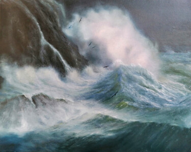 Schilderij getiteld "Sea ​​element" door Andrey Skarzhinsky, Origineel Kunstwerk, Olie