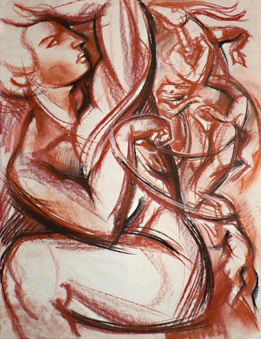 Tekening getiteld "Artemis and Actaeon" door Andrey Tsers, Origineel Kunstwerk, Pastel