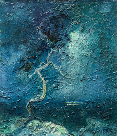 Картина под названием "Ночь на белом море" - Андрей Яковлев, Подлинное произведение искусства, Масло