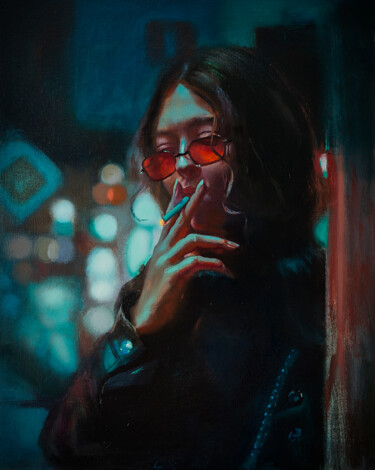 Картина под названием "Взгляд на вечерний…" - Андрей Яковлев, Подлинное произведение искусства, Масло