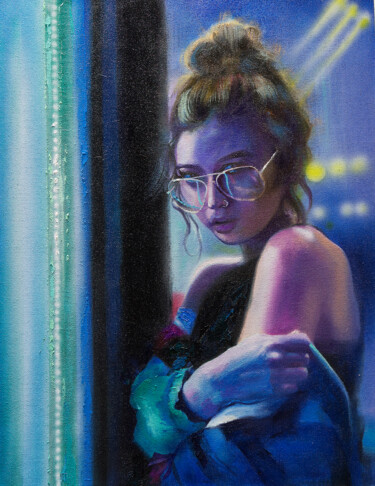 Картина под названием "Неоновый свет" - Андрей Яковлев, Подлинное произведение искусства, Масло