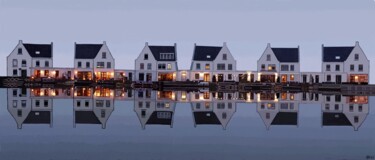 Цифровое искусство под названием "Night view of lake…" - Andries De Jong, Подлинное произведение искусства, Цифровая живопись