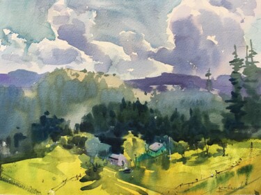 Painting titled "Sunny day in the Ca…" by Andrii Kovalyk, Original Artwork, Watercolor