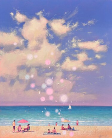 Malarstwo zatytułowany „Joyful Summer Day” autorstwa Andrii Kovalyk, Oryginalna praca, Olej Zamontowany na Drewniana rama no…