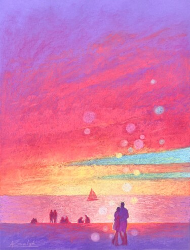 Zeichnungen mit dem Titel "Unforgettable Sunse…" von Andrii Kovalyk, Original-Kunstwerk, Pastell