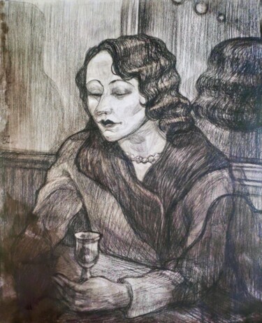 Drawing titled "Scarlet Woman" by Natalia Andrushaewa, Original Artwork, Pencil