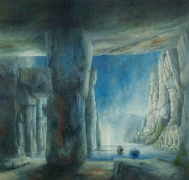 Painting titled "Beolythic Biforium" by Andrzej Maląg, Original Artwork, Oil